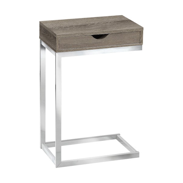 Monarch Specialties Accent Table - Chrome Metal / Dark Taupe With A Drawer I 3254 - main